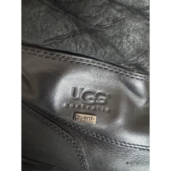 UGG Butte Sheepskin Vibran Lace Up Boots Winter Mens Size10 Black Leather Chukka - Picture 6 of 12